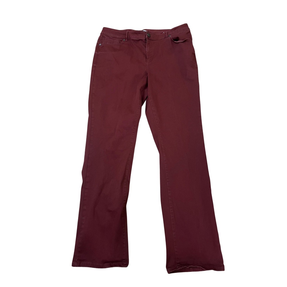 Coldwater Creek Womens Natural Fit Straight Leg Pants Burgundy Maroon Size 14‎